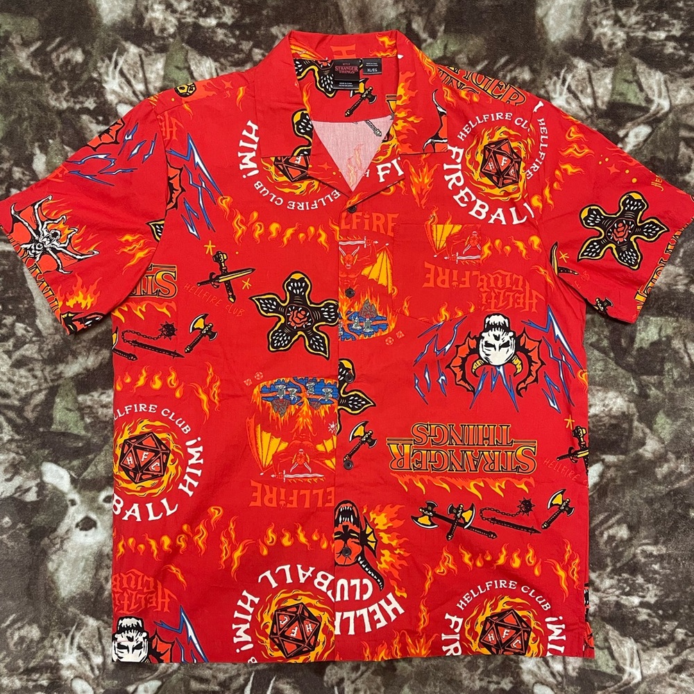 stranger things Fire Club Red Graphic Men's Haiwain Shirt Strangers Things
